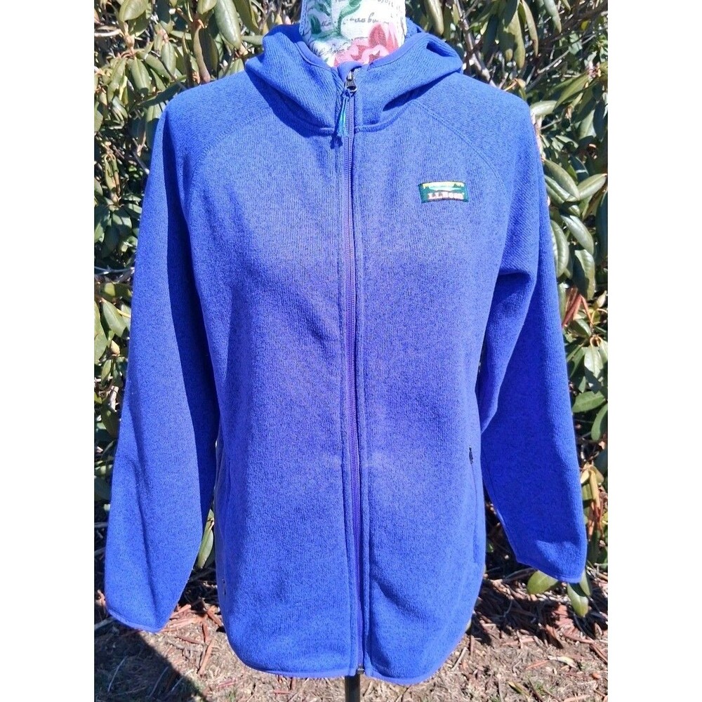 LL Bean Sweater Fleece Full Zip Blue Jacket XL Womens Outdoors Hiking Work
